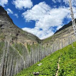 The hike - above the waterfall is the lake