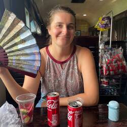Trying to stay cool in the dining car