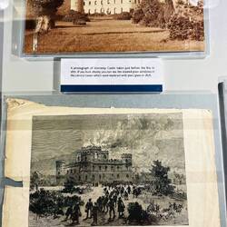 The castle before and after the fire