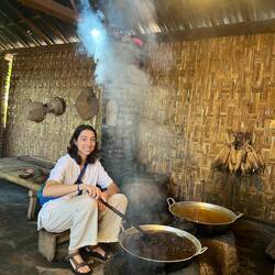 Me faking to stir the brown sugar