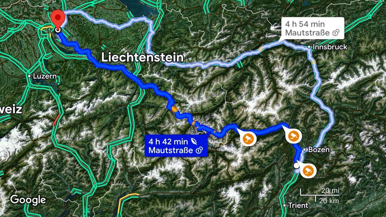 Knapp 320km lieged vor üs