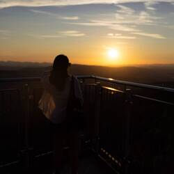 The sun is setting in the West