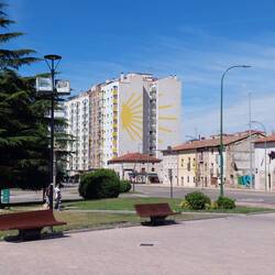 Ankunft in Burgos. Hier sehen wir die wohl bisher größte Jakobsmuschel.