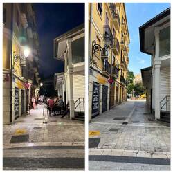 A great example of day vs night on our block.