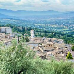 This trail wasn't marked; passed above olive groves and a spectacular view