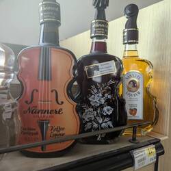 Violin shaped apertif bottles, in honor of Mozart, who was born here