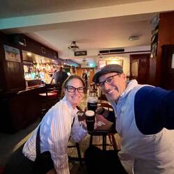 Shalyn and Marty sneaking off for a pint with the locals!