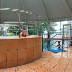 At the hotel there is a pool and spa