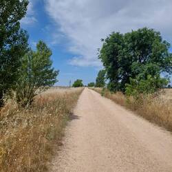 Und dann gehts 15 Kilometer durch die Einöde. Zum ersten Mal packe ich meine Kopfhörer aus.