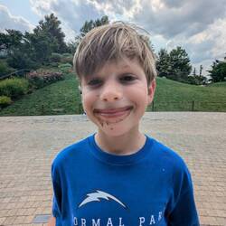 Can you tell that Holden had a chocolate popsicle?