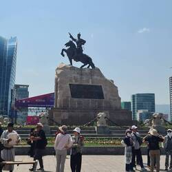 Sukhbaatar, who led Mongolia to independence - they like him as well as Chingis Khaan.
