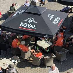 Our mob in orange having some beers