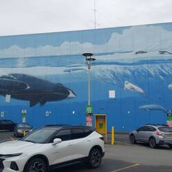 400-foot-long mural of beluga and bowhead whales