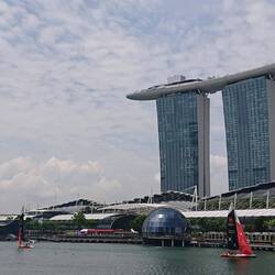 You know you are in Singapore when you see the Marina Sands Hotel on Fullerton Bay