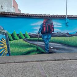 Graffitis am Straßenrand.