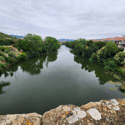 walking over the Rio Arga