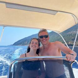 Tate drives the boat