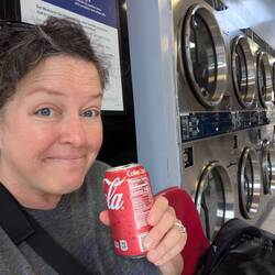 While the boys were at the Zoo, I was caffeinated and laundromat hunting.