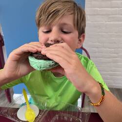 Captain Cookie and it's massive ice cream cookie sandwich.