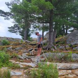 The western entrance to the bay was a perfect spot for Randy to take Tug ashore 4 or 5 times a day.