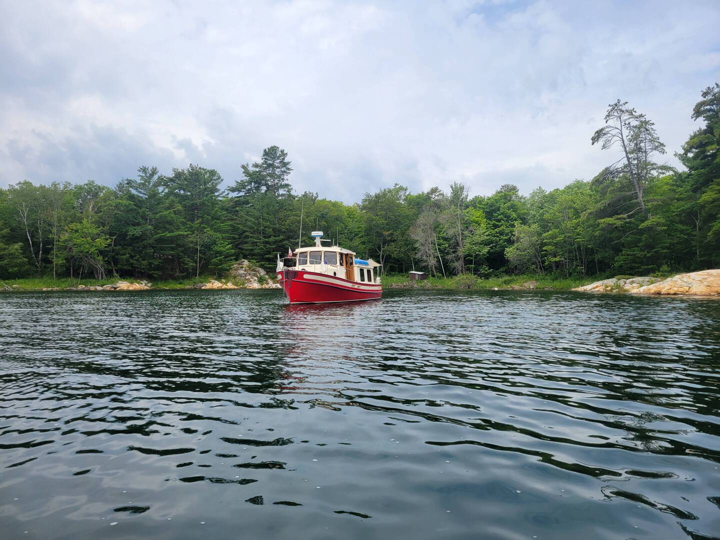 Our floating home anchored in Fifty Cove
