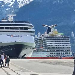 Two of the three cruise ships here today