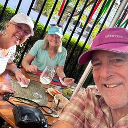 Pausing for drinks after our hike