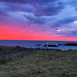 Unser toller Stellplatz im Sonnenuntergangsspektakel