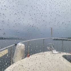 We were glad the storm hit while we were in open water.