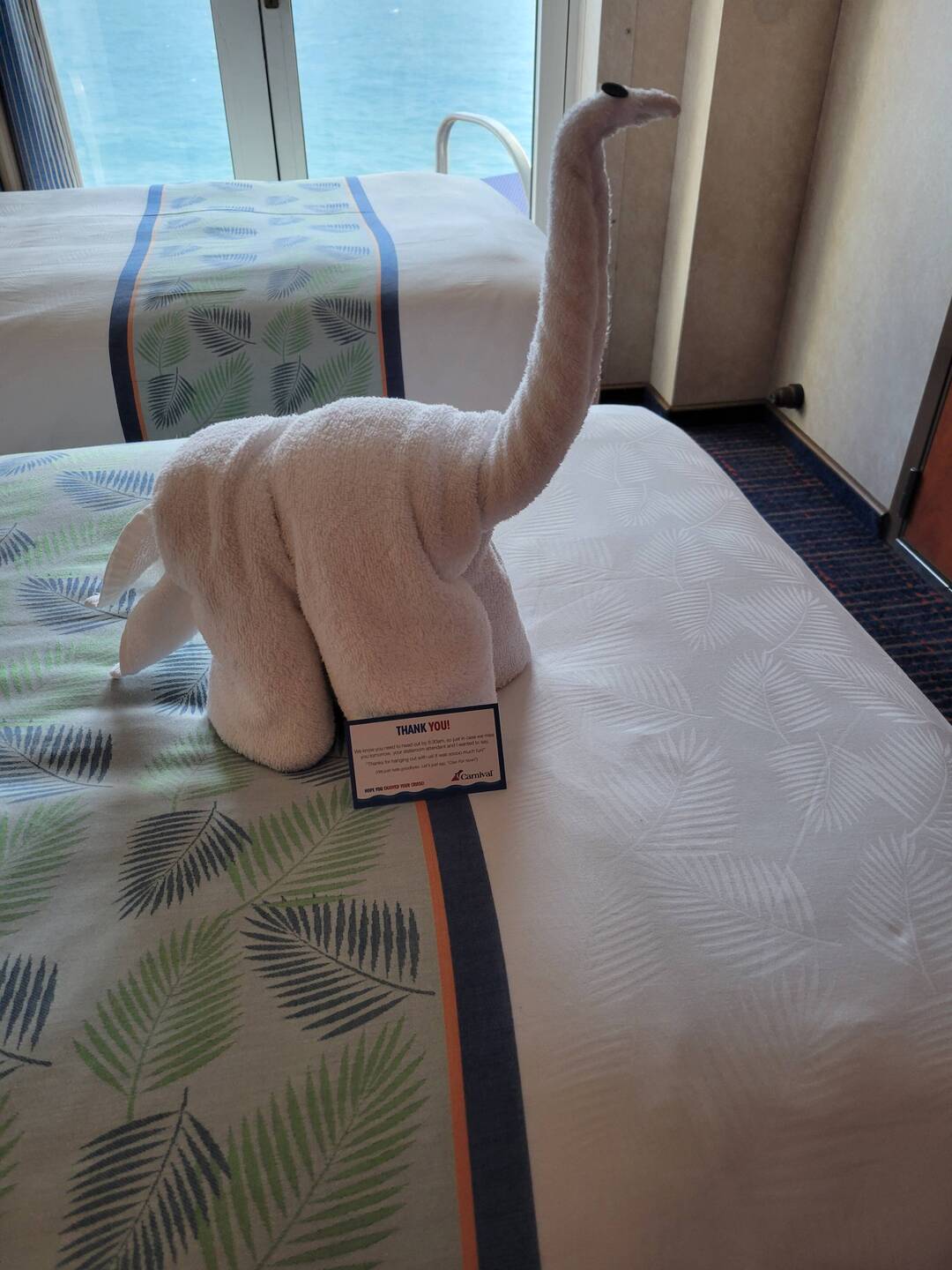 Today's towel animal- dinosaur