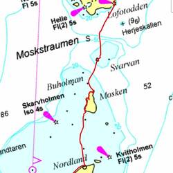 Nice straight path across Moskenes straumen