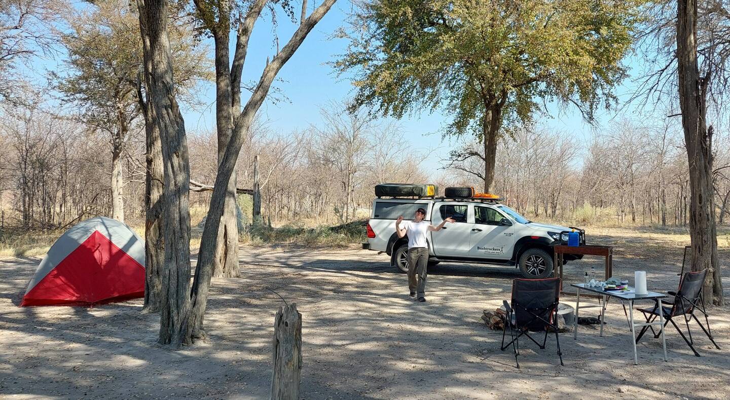 We set up at South Camp in Nxai Pan