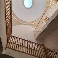 looking up the stairs