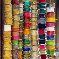 Ribbon and trim spools ... Lalbaug Spice Market — Mumbai, India.