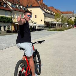 Still celebrating his win at the GC