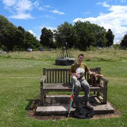 Leo being a loon at the Sharpness viewpoint and picnic area