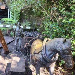 Bronze statue of a Miner and his Pit Pony