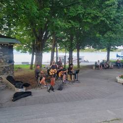 We enjoyed listening to the band while we had dinner.