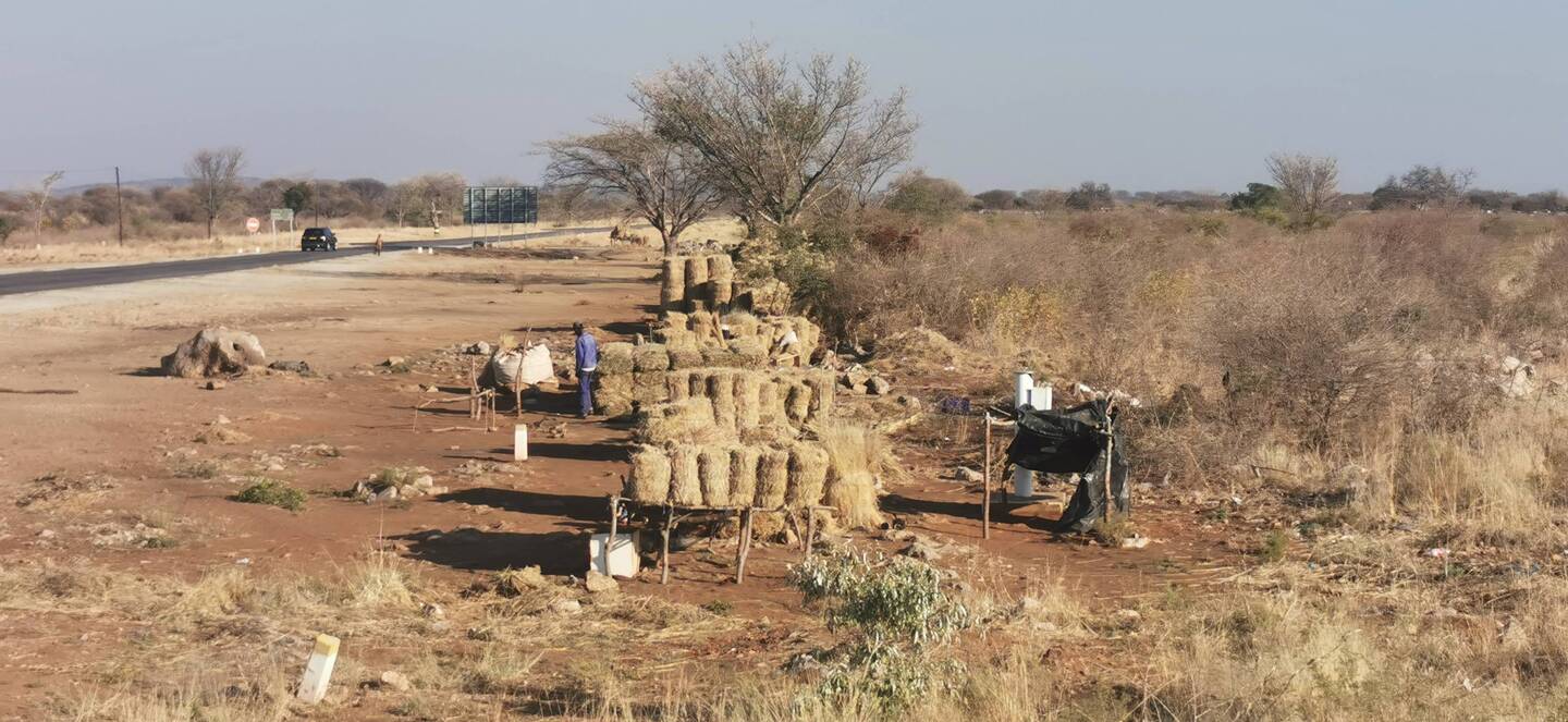 Noch eben Heu kaufen, bevor man in den grasfreien Bereich fährt