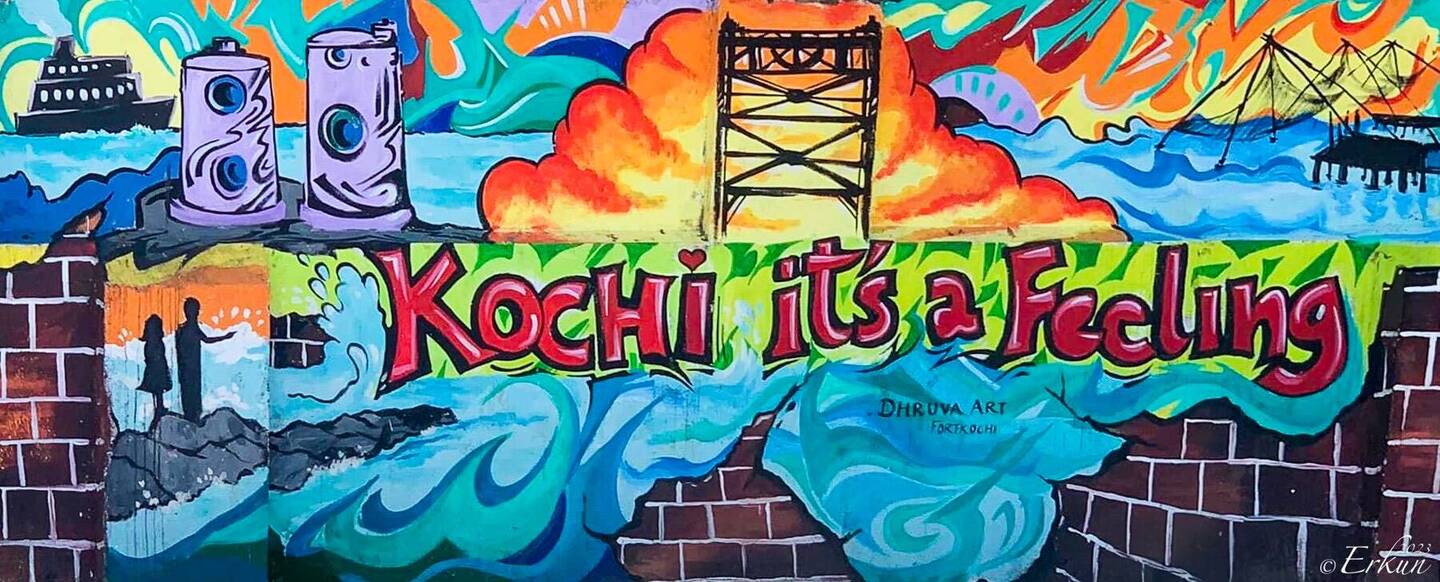 Mural near the port gate on Willingdon Island — Kochi, India.