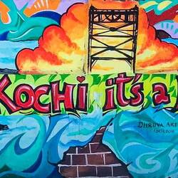 Mural near the port gate on Willingdon Island — Kochi, India.