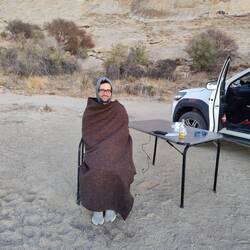 So eingepackt kann man sich den Sonnenaufgang gut anschauen!