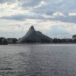 Looking across the Dvina River at the National Library of Latvia