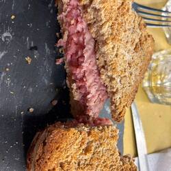 Valdaostan raw sausage and wholemeal bread. So good!
