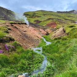 Views along the way to hot springs - steam visible from the boiling water