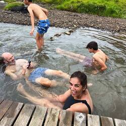 Enjoying the warm water!