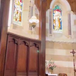 Stained glass window at St Barnabas church