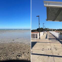 Ebbe, morgens der Jetty ist komplett trocken