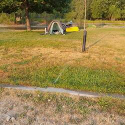 Camp im Town Park in Eureka mit automatischen Spinklern!