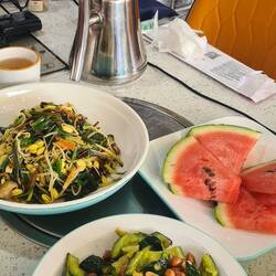 Our first meal in China - vegetarian food! Choice! Wow